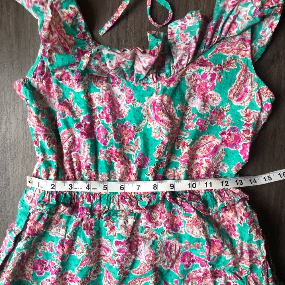 J.Crew Floral Tiered Poplin Midi Dress Women’s 4 Pink Green Floral Flowy - Picture 9 of 11